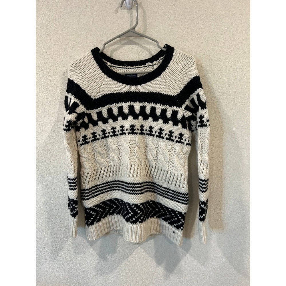 American Eagle Outfitters Women's Fair Isle Knit Sweater XS Chunky Cable Knit